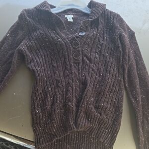 Talbots Brown Cable Knit Cardigan